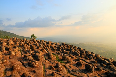Rock Ground on hight cliffの写真素材