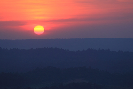 Sunset on the mountainの写真素材