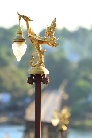 Golden lamp of the bridgeの写真素材