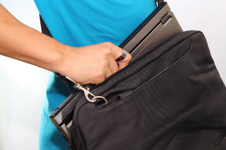 Keep laptop in the softcaseの写真素材