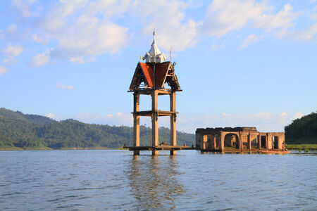 Old Thai temple in the river.の写真素材