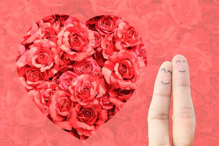 Painted happy fingers smiley in loveの写真素材