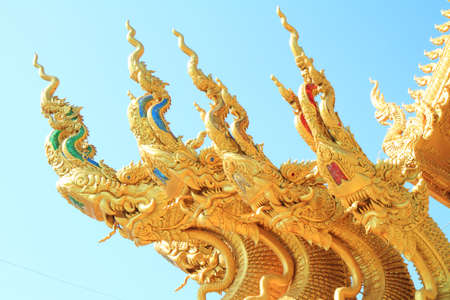 gable apex of public thai templeの写真素材