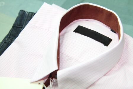 New pink stripes shirt  with labelの写真素材