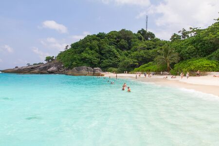 Similan Island,Phang Nga,Thailand - December 17,2013 :Unidentified Tourism swiming at the beaufiful islandsのeditorial素材