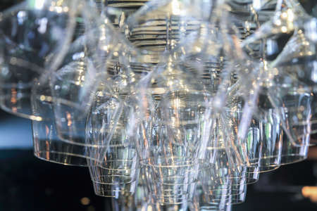 Selective focus of glasses at counter barの写真素材