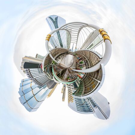 Circle panorama of Big bridge at walking street in the city