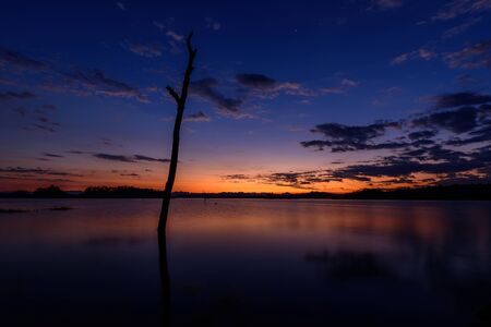 sunset at the lakeの写真素材
