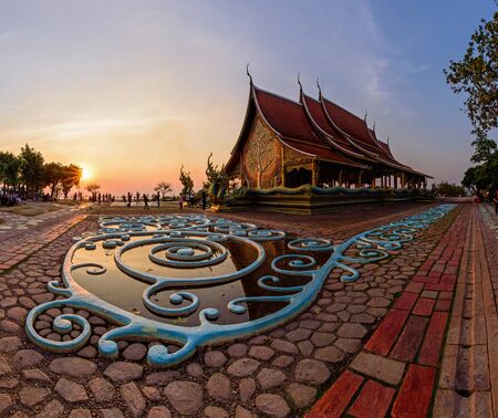 Panorama of Thai church in Watsirindhornwararamの写真素材