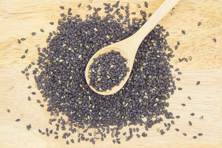 black sesame on spoon