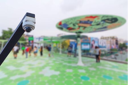 CCTV in city / CCTV and blur city view in background