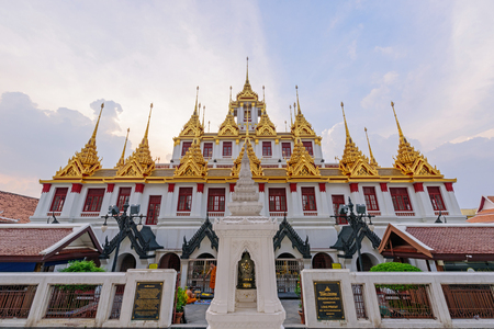 Bangkok , Thailand - Sep 21, 2017: Golden pagoda in Wat Ratcha Nadda Templeのeditorial素材