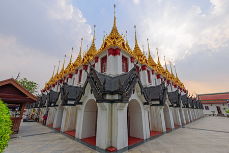 Bangkok , Thailand - Sep 21, 2017: Golden pagoda in Wat Ratcha Nadda Templeのeditorial素材