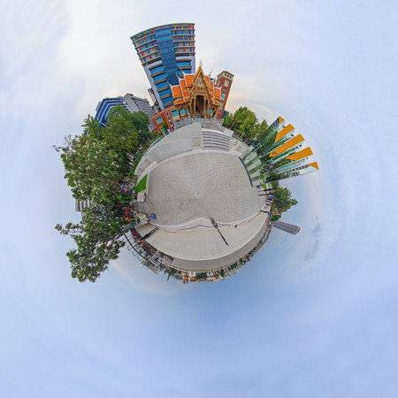 360 panorama Golden Castle siriraj museum landmark in sunset timeのeditorial素材