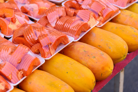 Papaya on the tableの写真素材