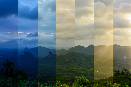 sunrise at the mountain with the mistの写真素材