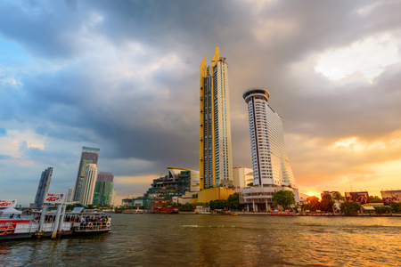 Bangkok , Thailand - 23 Nov, 2018: ICONSIAM Shopping center with cloud on the sky in sunset timeのeditorial素材