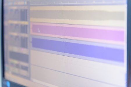 wave file of sound on monitor / record sound in studioの写真素材