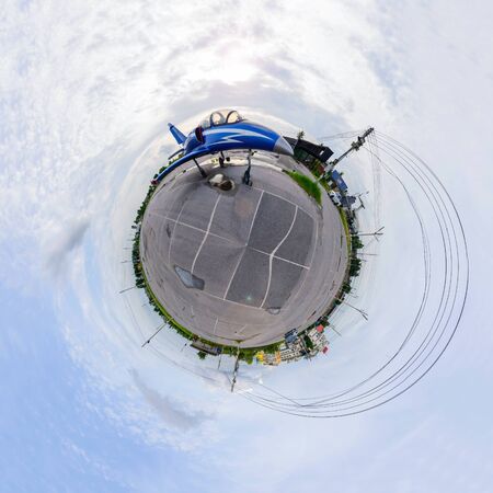 360 Panorama of old airplane park for showing in the public park