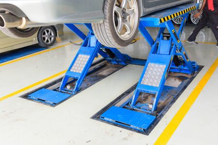Lift the car for Suspension Check for maintenanceの写真素材