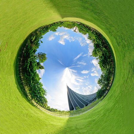 360 Panorama green park in Prince Mahidol Hall building of Mahidol universityの写真素材