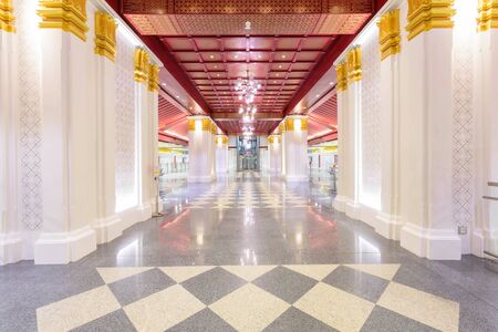 Bangkok , Thailand -  16 Aug, 2019 : Beautiful architecture design Thai style inside Sanamchai station of MRT trainのeditorial素材