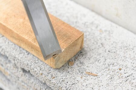 Use chisel latch the wood plate
