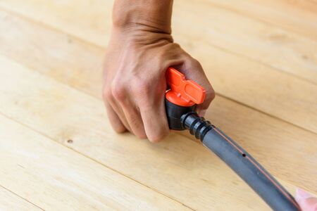 connecting the valve in to PE pipeの写真素材