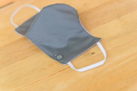 Drop of water on cloth mask for protect from covid-19 / cloth maskの写真素材