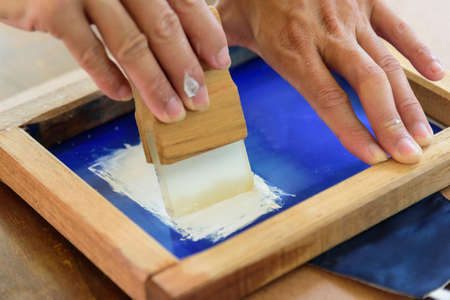 Bangkok , Thailand -  19 April, 2020 :  silk screen Liverpool football club logo by handのeditorial素材