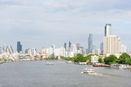 Bangkok , Thailand - 1 July, 2020:high building at the Chaophraya river in Bangkokのeditorial素材
