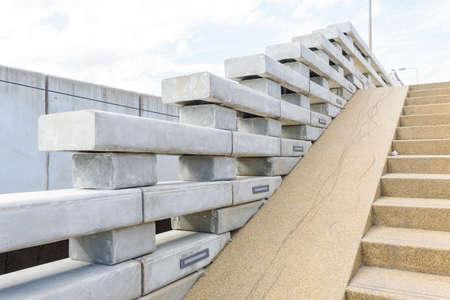 Cement block layer bridge at Chao Phraya Sky Park new public park in Bangkok, Thailandの写真素材