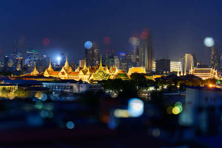 High view Time lapse The grand palace of Thailand with high building behindのeditorial素材