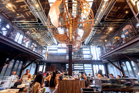 Bangkok, Thailand - 16 September, 2020: Inside of NANA Hunter Coffee Roasters with a lot customers