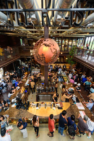 Bangkok, Thailand - 16 September, 2020: Inside of NANA Hunter Coffee Roasters with a lot customersのeditorial素材