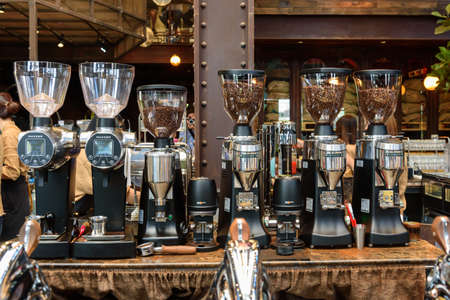 Bangkok, Thailand - 16 September, 2020: Coffee making machine in the counter bar in coffee cafe of NANA Hunter 

Coffee Roastersのeditorial素材