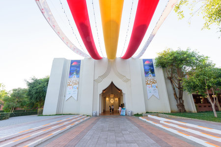 Rachaburi,Thailand - 18 Decemmber, 2020: Front side lighting show festival at NASATTA Parkのeditorial素材