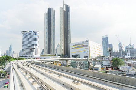 Bangkok,Thailand - 19 Decemmber, 2020: View from sky train golden line station of ICON Siam buildingのeditorial素材