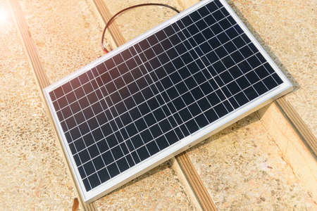 solar cell panel on the ground  with sunlightの写真素材