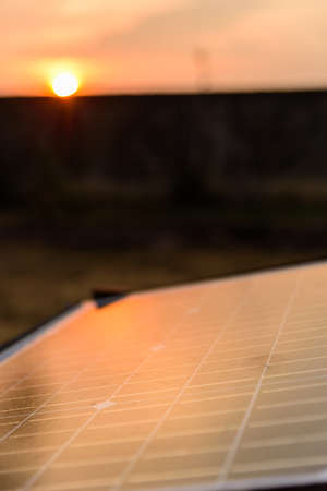 solar cell panel on the ground  with sunlightの写真素材