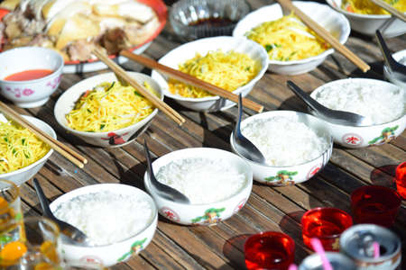 Bangkok , Thailand - 1 feb, 2022 : food for make offerings to the spirits in Chinese new year / pay respect to godのeditorial素材
