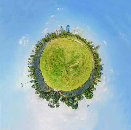 360 Panorama view of public park in bankok cityの写真素材