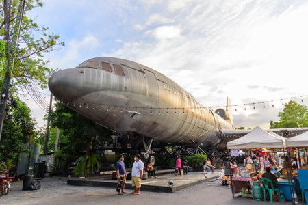 Bangkok , Thailand - 10 Oct, 2022: Big Air plane for show at Chang Chui street market