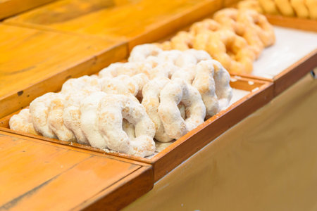 a lot of donut in the trayの写真素材