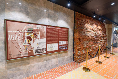 Bangkok,Thailand - Feb 5 , 2023 : The photo gallery of Bangkok history showing at the wall of underground tunnel 

between walking way to Wat Phra Kaewのeditorial素材