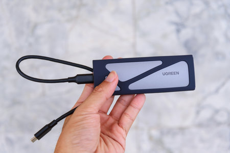 Bangkok,Thailand - May5 , 2023 : closeup to UGREEN M.2 NVMe SSD Enclosure boxのeditorial素材
