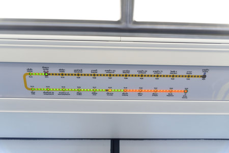 Bangkok,Thailand - 6June, 2023: Signal of Thai electric monorail train yellow line trafficのeditorial素材