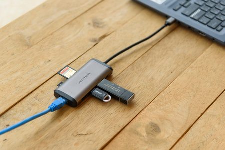 Bangkok,Thailand - May29 , 2023 : Vention The Type C HUB 8 in 1 for connect any deviceのeditorial素材