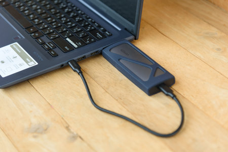 Bangkok,Thailand - May5 , 2023 : closeup to UGREEN M.2 NVMe SSD Enclosure boxのeditorial素材