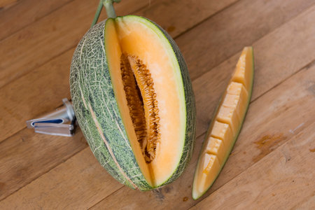 a lot of piece of fresh orange melon on the plate